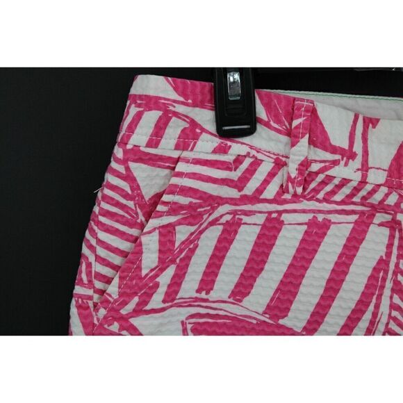 Lilly Pulitzer Walsh short Pink White Yacht Sea Sailboat Print size 8 - Picture 2 of 9